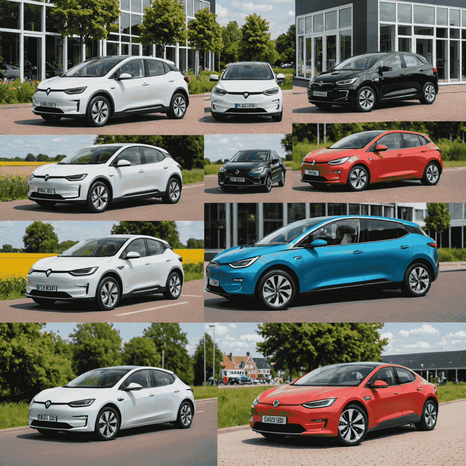 Collage van vijf populaire elektrische automodellen in Nederland