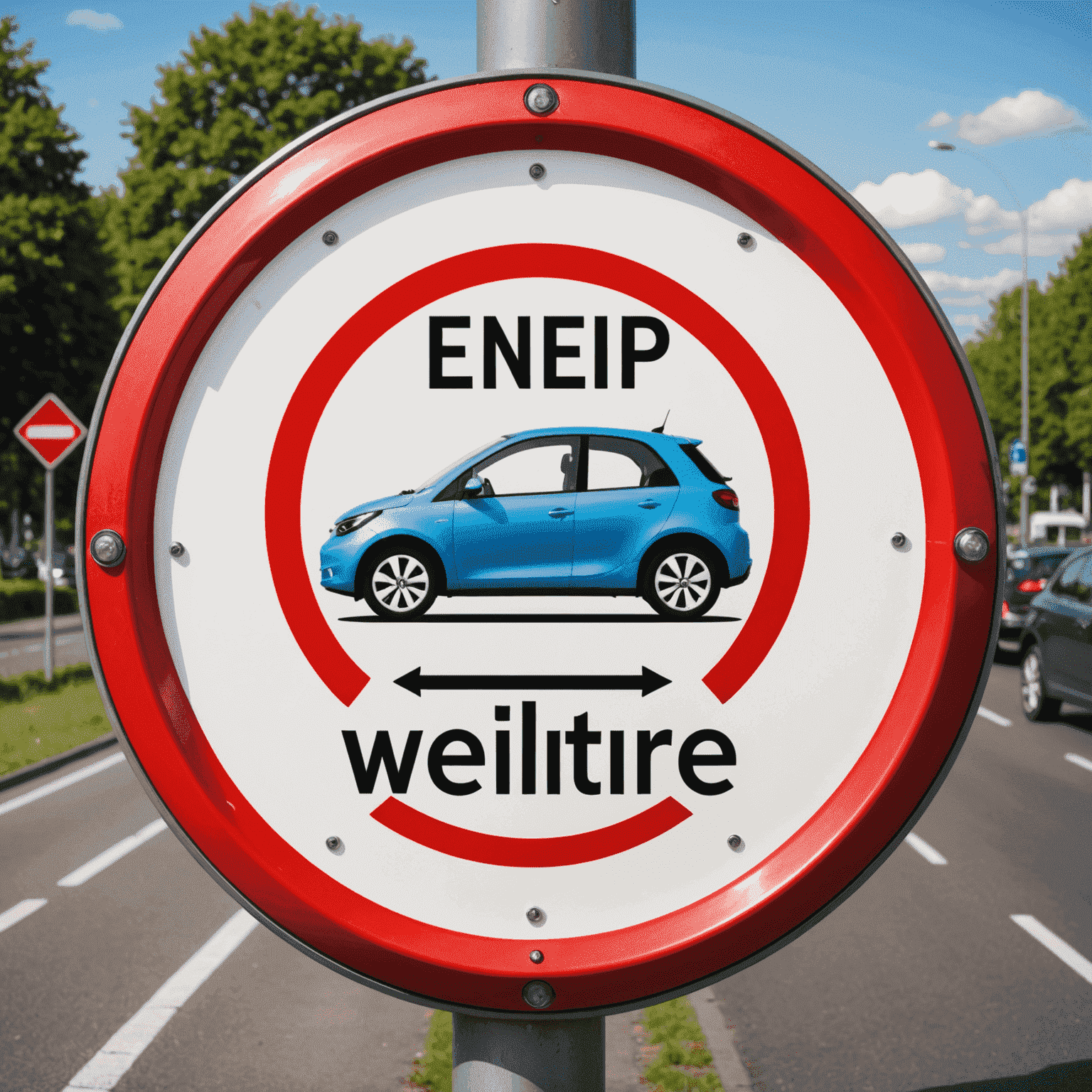 Een verkeersbord met elektrische auto symbolen en Nederlandse tekst